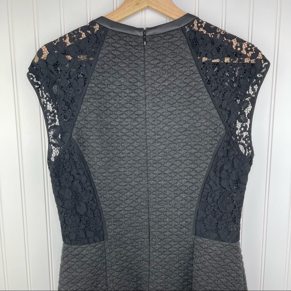 Rebecca Taylor Fit & Flare Quilted Lace Gray Black Dress Size 8 - Picture 7 of 13